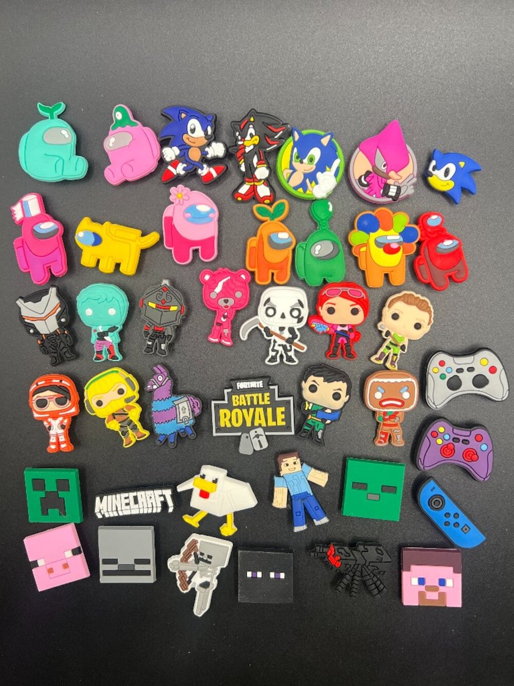 Set of 41pcs Game Characters Sonic Among Us Minecraft Fortnite Mix Shoe Charms